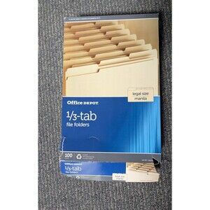 Office Depot 810838 1/3 Cut Brand File Folders - Manila, Pack of 100